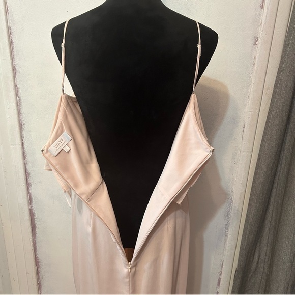 WAYF Women’s Formal Chiffon Wedding Prom Dress Medium Blush Pink Tiered Ruffle - Picture 7 of 12